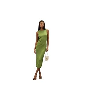 Atlein Collective Maxi Dress Womens L Green Excellent Ribbed Knit Column Dress